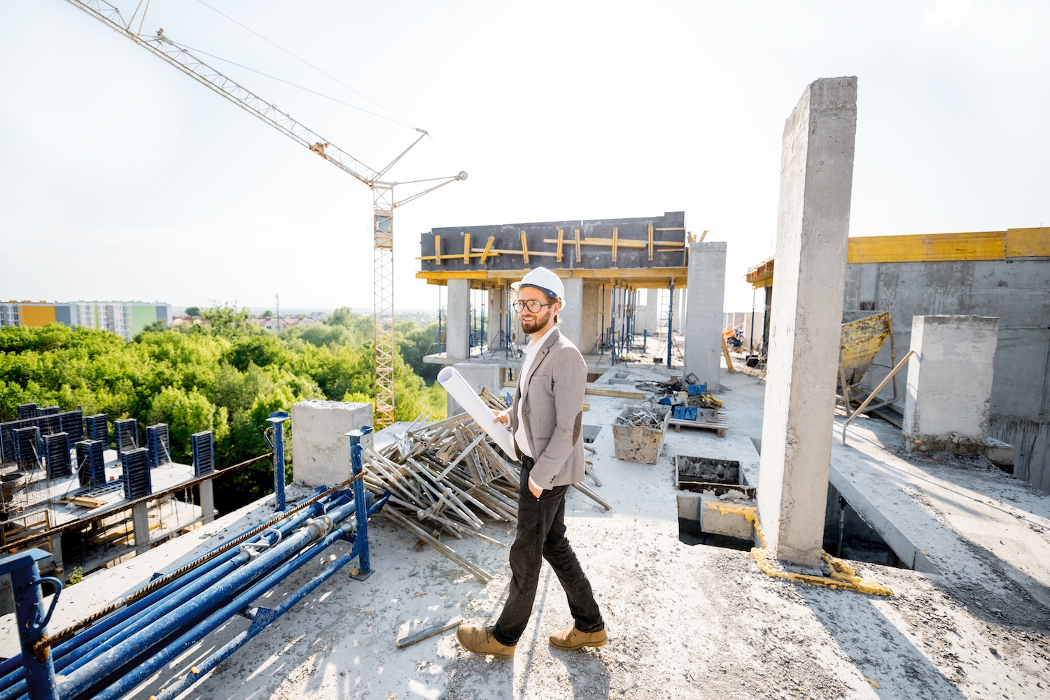 Man on the structure outdoors